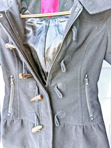 Pink Envelope Girls Small Winter Jacket Lined Attached Hood Storm Flap 4 Zipper - Picture 8 of 9