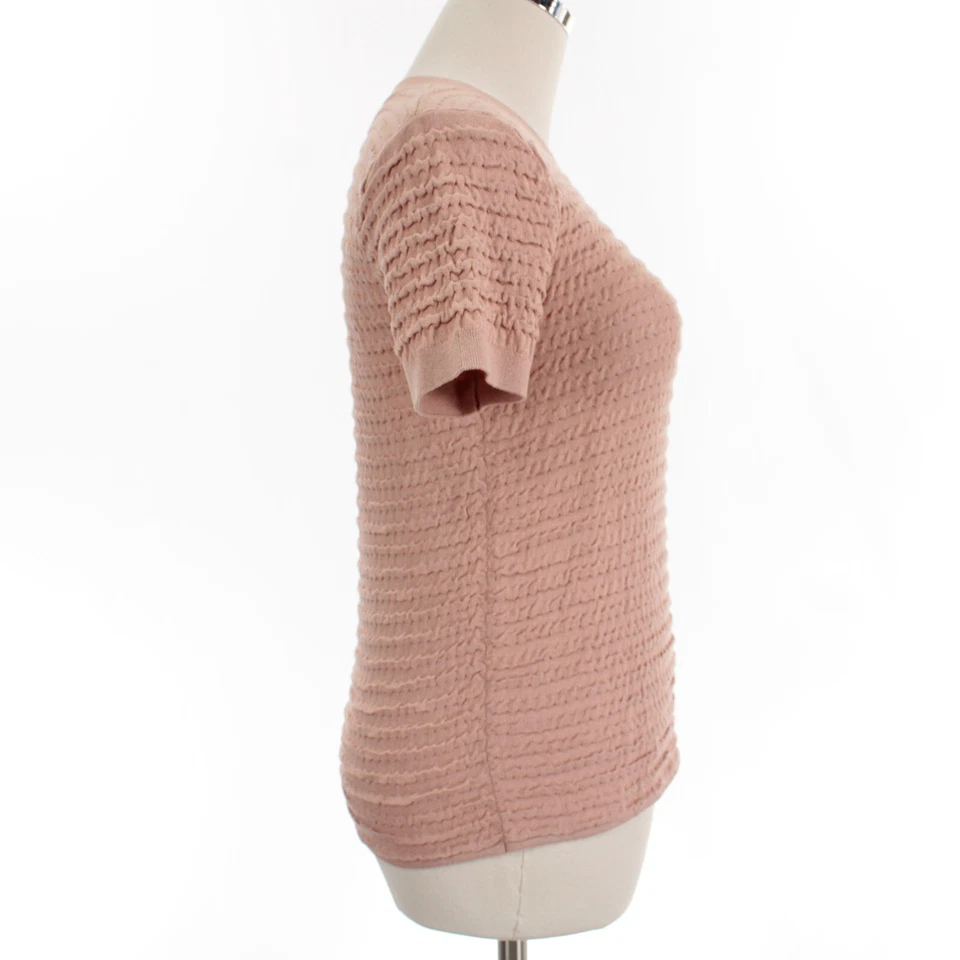 Suéter Top Marco Nuevo con Etiquetas Manga Corta Calado Talla Grande en Mezcla de Seda Rosa Peonía Foto 3 de 4