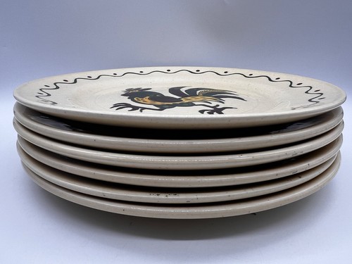 Set of 6 Metlox Poppytrail Red Rooster 10" Dinner Plates California Provincial - Picture 9 of 10