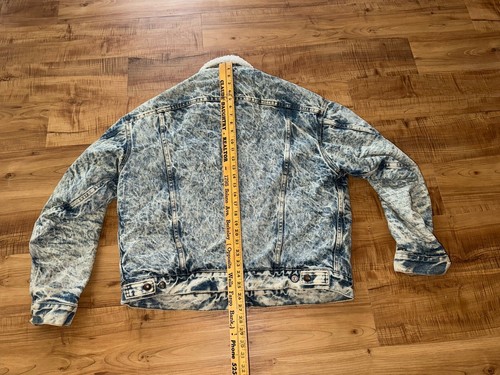 Vintage Levis Jacket Men XL Blue Sherpa Lined Denim Acid Faded Made In USA - Picture 7 of 15