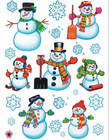 Winter Wonderland SNOWMAN SNOWFLAKES WINDOW CLINGS Christmas Holiday Decorations