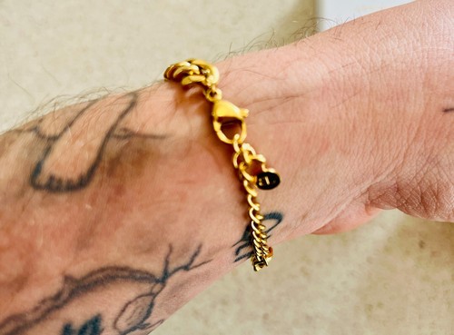 BRAND NEW JEWELLERY CURB BRACELET (18K GOLD) INITIAL AA (POKER LUCK) mens/womens - 第 5/11 張圖片
