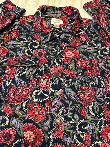 Women's Stretch Christopher & Banks Floral Basic Jacket Cotton Blend Size XL - Picture 14 of 17