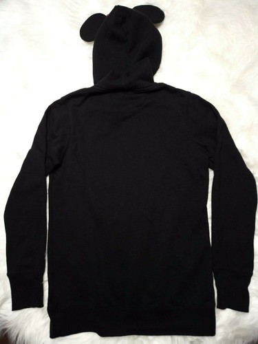 Disney Women's Hoodie Minnie Mouse Size Medium Sweatshirt Black Ears Bow Park - Foto 11 di 12