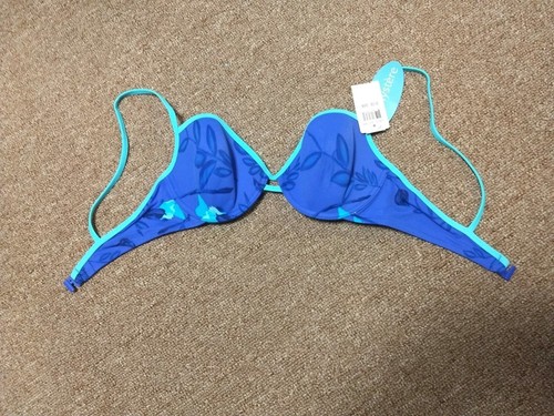 Le Mystere 2121 Bikini Swim Top Blue Flower 34C NWT - Imagen 2 de 5