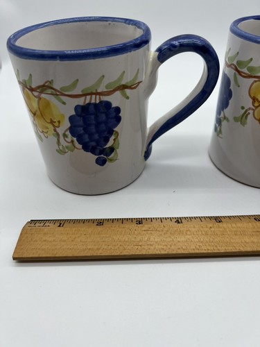 2 Ceram Vietri Coffee Mugs Fruit Pattern Made/Painted by hand in Italy - Picture 3 of 9