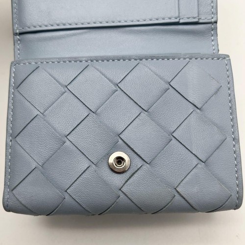 Authentic Bottega Veneta Intrecciato Compact Trifold Wallet Light Blue Leather - Picture 8 of 15