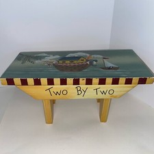 Vtg. Child's Decorative Stool, Two by Two, Noah's Ark, 12" L x 5.5" W x 6" T