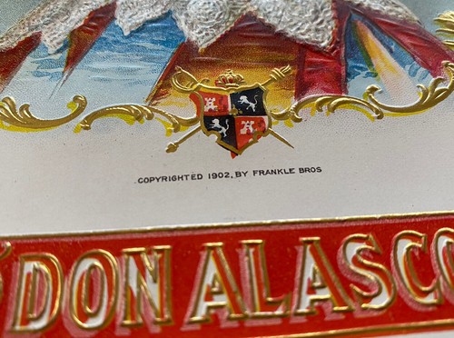 CIGAR BOX LABEL VINTAGE INNER 1902 DON ALASCO YOUNGSTOWN OHIO ORIGINAL FRANKLE - Bild 2 von 3