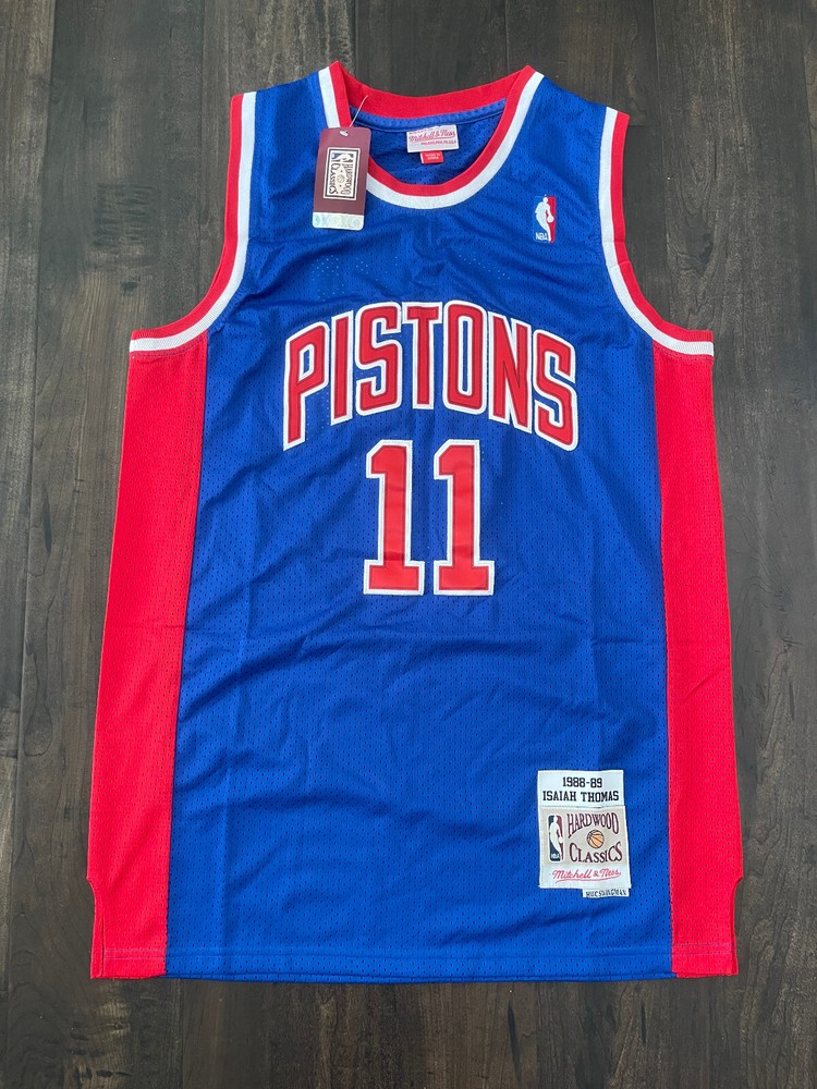 ⭐NEW Isiah THOMAS Detroit PISTONS Jersey 1988/89 Hardwood Classics Swingman BLUE