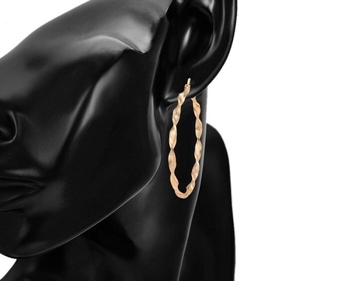 18K Gold Filled Lady Prom 25 - 50mm Twisted Hoops Earrings Birthday Party E/749g - Picture 7 of 22