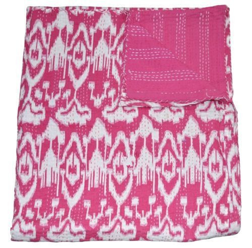 Indian Handmade Cotton Ekat Print Kantha Quilt Throw Reversible Blanket Bedding - Bild 23 von 36