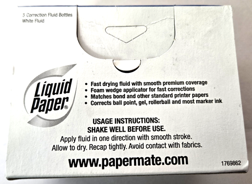 Paper Mate flüssiges Papier schnelltrocknende Korrekturflüssigkeit 0,74 flüssige Unzen weiß 3/Pack (56431) - Bild 3 von 7