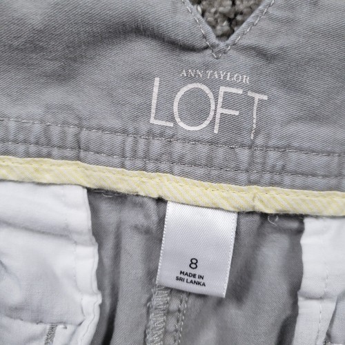 Ann Taylor Shorts Womens size 8 Gray Chino Khaki 4" Casual Preppy Boardwalk - Picture 3 of 9