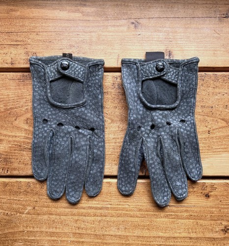 Burberry Vintage Leather Gloves Ladies Burberrys Prorsum Grey Blue Suede Classic - Picture 2 of 10