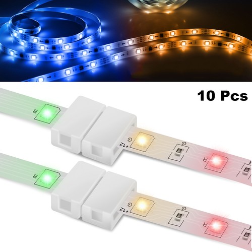 10pc 10mm 4Pin Solderless Connector Clip-on Adapter for 5050 RGB LED Strip Light - Picture 5 of 12