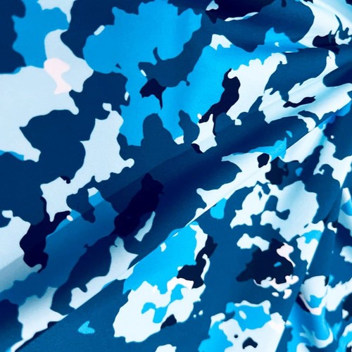Blue Military Camouflage Print Stretch Fabric 60"wide Sportwear Spandex By Yard - Picture 5 of 6