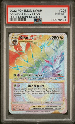 2022 POKEMON SWSH LOST ORIGIN SECRET #201 FULL ART GIRATINA VSTAR SECRET PSA 8