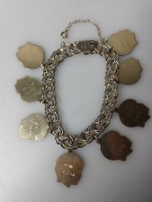 1/20 12K Gold Filled GF Signed Double Link Chain Charm Bracelet Vtg 1960s engrav