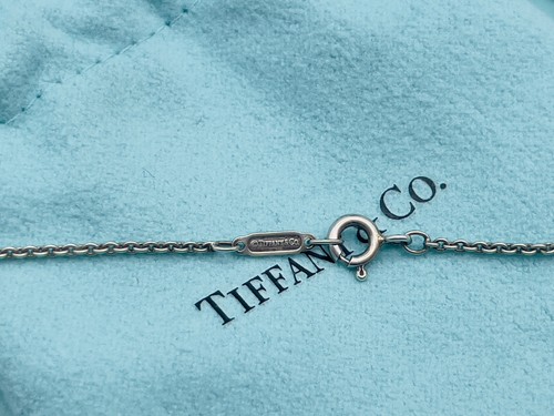 Tiffany & Co. Blue Enamel Heart Key Pendant Sterling Silver Necklace 16 in" H7´ - Picture 5 of 5