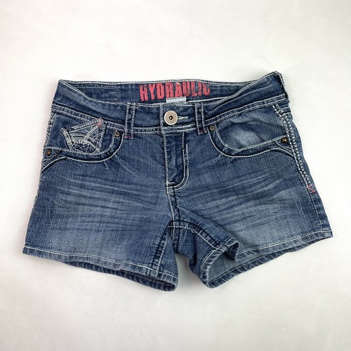 Hydraulic Exclusive Design Washed Blue Denim Mini Shorts Damengröße 9/10