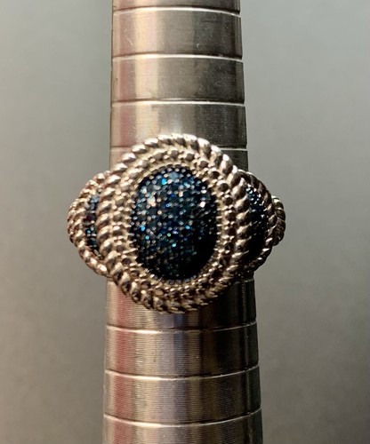 Affinity Blue Diamond Ring And Pendant Necklace Rope Border 925 Size 7 - Picture 9 of 13