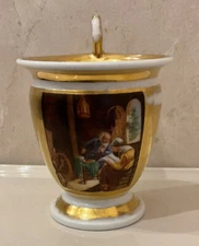 OLD PARIS PORCELAIN HAND PAINTED CUP WITH SCENE 
