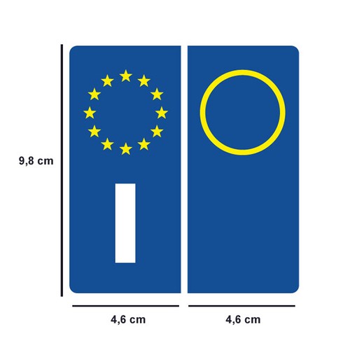 SIMBOLO ITALIA EUROPEO TARGHE AUTO ADESIVI DIMENSIONI REGOLAMENTARI STATO vg - Foto 1 di 8