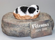 Shih Tzu Urn Pet Ashes Memorial Stone Sleeping Dog Grave Marker Statue Keepsake