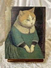 Cat Lady Primitive Folk Art Handcrafted Plaque Sign #2