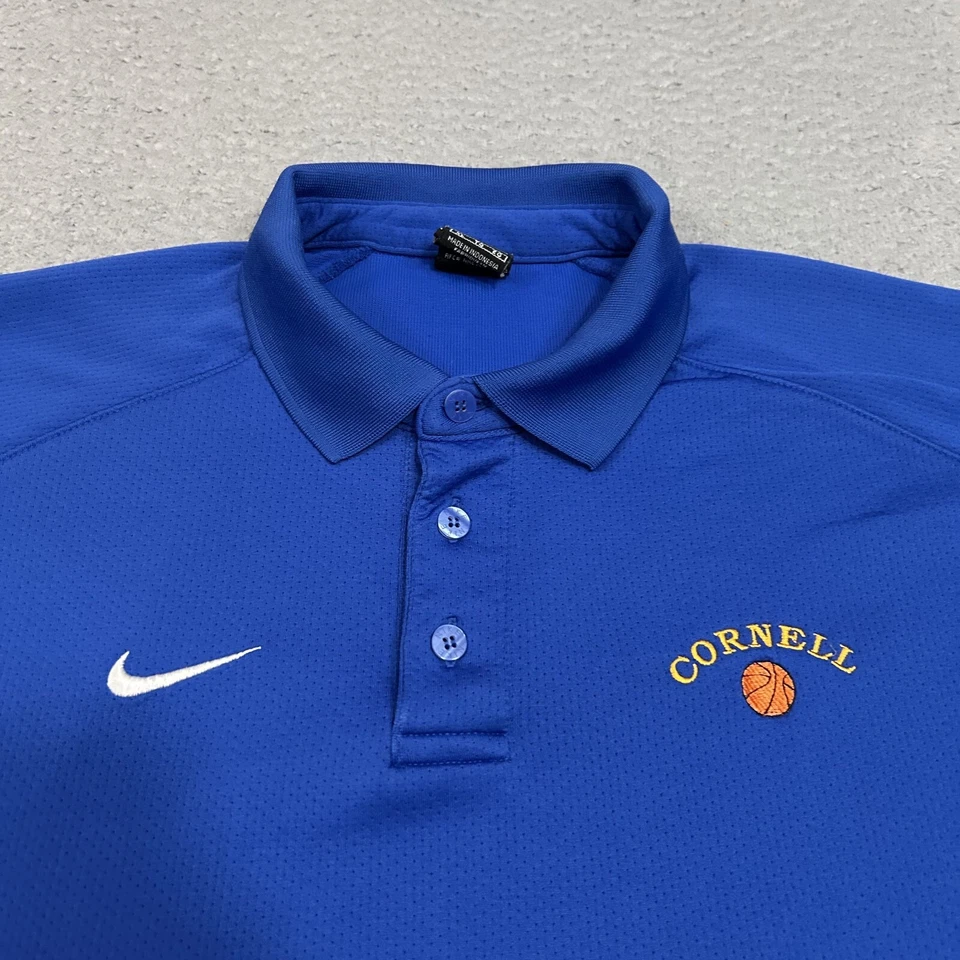 Cornell Big Red Shirt Mens Extra Large Blue Polo Long Sleeve Nike Dri Fit Adult - Image 3 of 4