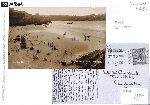 GB Card Cornwall Newquay Fine *REAL PHOTOGRAPH* PPC Postcard 1929 {samwells}M201 - Picture 5 of 6