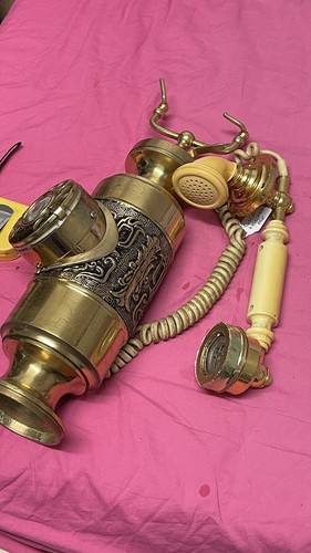 VINTAGE BRASS Telephone Not Tested Very Heavy - Zdjęcie 15 z 24
