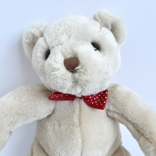 Peluche orsacchiotto 2004 Commonwealth 12"" RARO imbottito animale a pois fiocco crema - Foto 2 di 11