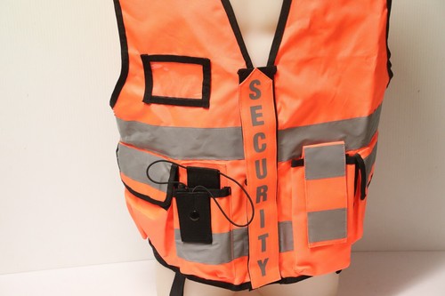 Security Hi Vis Orange Safety Work Wear Vest - Size M-XL - Picture 2 of 8