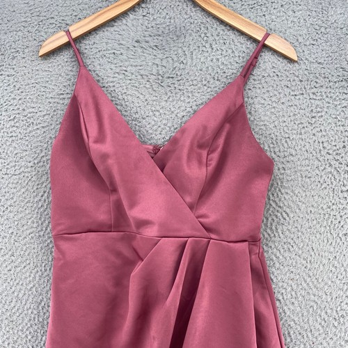 Vestido Lulus Mujer Pequeño Joice Malva Púrpura Satinado Midi Dobladillo Tulipán Cuello Sobrepelliz - Imagen 2 de 11