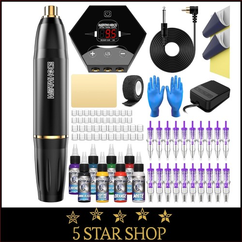 Wormhole Tattoo Maschine Set Rotary, 20 Patronennadeln, 8 Tinte, 40 Tintenkappen - Bild 10 von 22