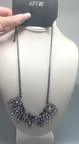 Apt. 9 Black Cable Chain Tear Drop Rhinestone 18 Inch Necklace - Foto 5 di 5