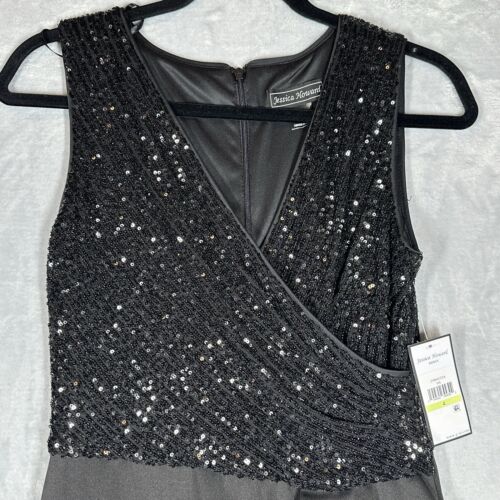 Jessica Howard Formal Cocktail Dress Sequin Black Womens Size 4 NWT Elegant Luxe - Picture 4 of 15