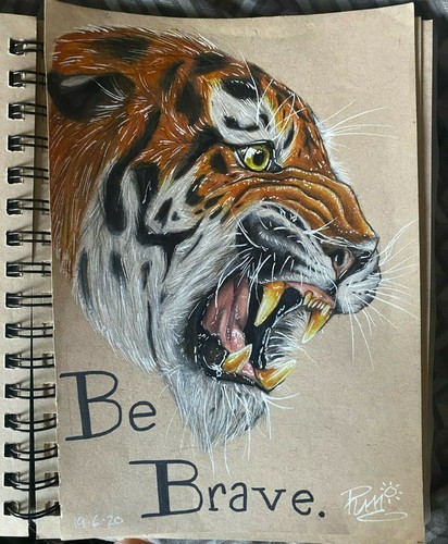 Tiger Wildlife Animal Drawing x " Coloured Pencil Original Art, Be Brave | eBay Tiger Wildlife Animal Drawing x " Coloured Pencil Original Art, Be Brave | eBay