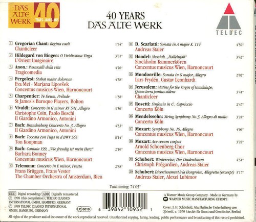 CD 40 YEARS DAS ALTE WERK TELDEC 1998 - Picture 2 of 3