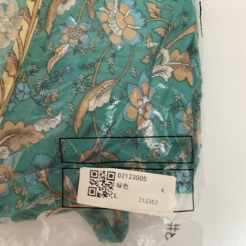 Dress Women's L Green Floral Mixed Print Midi V Neck Tie Waist NWT - Picture 5 of 7
