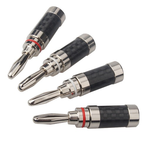 Spina a banana 4/8pz per altoparlante hifi fibra di carbonio rodiata connettore banana - Foto 14 di 17