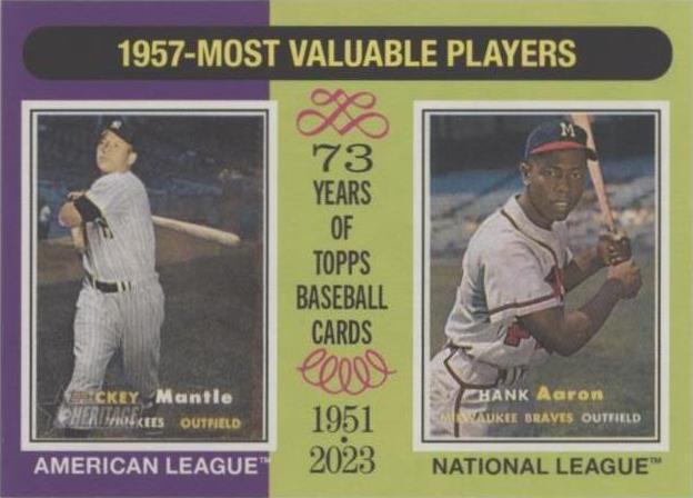 2024 Topps Heritage Mini - Hank Aaron Mickey Mantle #190 - 1 of 1