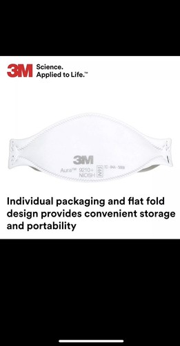 NEU! 3M 9210+ Aura N95 Partikel Atemschutzmaske Gesichtsmasken NIOSH zugelassen 10 Stück - Bild 5 von 6