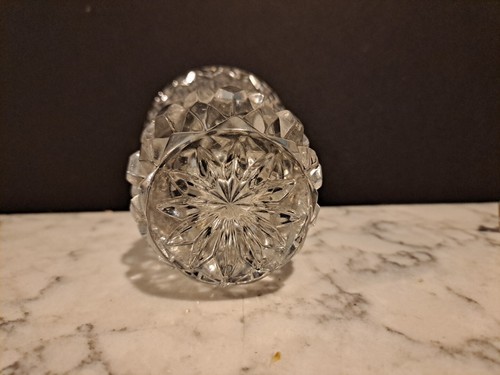 Vintage Cut Crystal Toothpick Holder Pineapple Pattern Sawtooth Rim 5 inch Tall - Picture 5 of 6