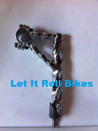 BICYCLE DOUBLE TWISTED STEM 22.2MM LOWRIDER BEACH CRUISER CHOPPER CYCLING NEW! - Picture 2 of 2