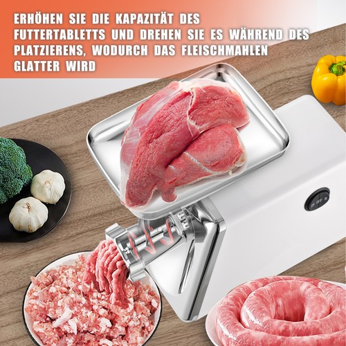 Elektrischer Fleischwolf 800W Küchenmaschine Wurstfüller mit 3 Schneidplatten DE - Bild 3 von 16