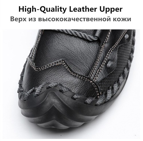 Genuine Leather Men Shoes Casual Loafers Sneakers Breathable Soft Driving Shoes - Imagen 12 de 21