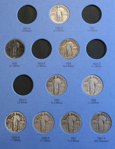 1916-1930 Cuartos Liberty de pie en nueva carpeta Whitman 21 monedas SL15 - Imagen 6 de 12
